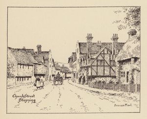 Sussex: Church Street, Steyning (litografi) av Duncan Moul