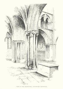 Utsikt i presbyteriet, Chichester Cathedral (litografi) av Duncan Moul