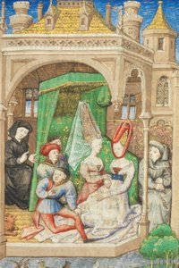 Sida från "La Belle Dame Sans Merci" av Alain Chartier, Paris, tidigt 1400-tal