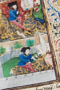 Sida från "La Belle Dame Sans Merci" av Alain Chartier, Paris, tidigt 1400-tal