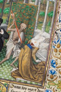 Sida från "La Belle Dame Sans Merci" av Alain Chartier, Paris, tidigt 1400-tal