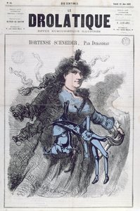 Karikatyr av Hortense Schneider (1833-1920) från framsidan av "Le Drolatique", 22 juni, 1867