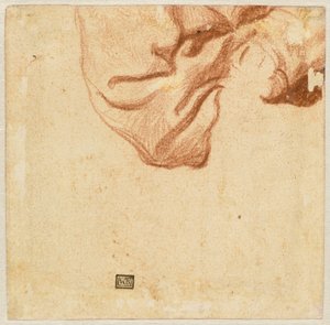 Draperistudie (verso) av Dutch 17th Century