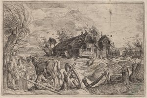 Landskap med en bondgård av Dutch 17th Century, formerly Jacques de Gheyn II