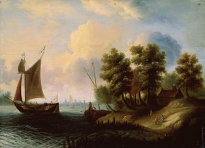 Ett havslandskap, 1600-talet av Dutch Master