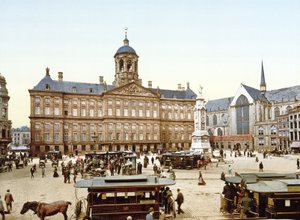 Kungliga palatset i Amsterdam från Dam-torget, 1890-1900