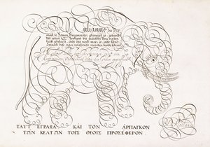 En kalligrafisk design av en elefant, 1616-1617 och sent 1600-tal av Dutch School