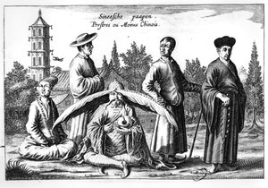 Kinesiska präster och munkar, från Kina Illustrerad av Athanasius Kircher (1601-80) av Dutch School