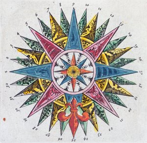 Compass Rose, från en Blaue Atlas, publicerad i Amsterdam, 1697