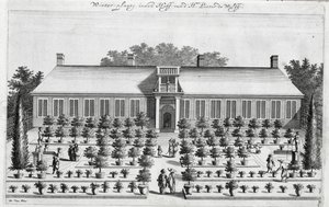 Holländsk trädgård, från De Nederlandze Hesperides av Jan Commelin, publicerad 1676 av Dutch School