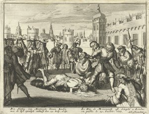 Avrättning av hertigen av Monmouth, 15 juli 1685 etsning. av Dutch School