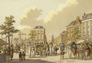 Blomstermarknad, Rotterdam, 1807 av Dutch School