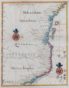 Karta över Mombasa, Östafrika. av Dutch School