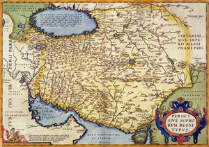Karta över Persien, från Theatrum Orbis Terrarum, pub. av Abraham Ortelius (1527-98) Antwerpen, ca 1590