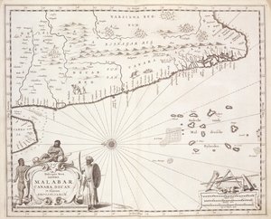 Karta över Malabars kust, Ostindien, 1672