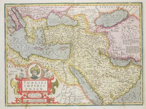 Karta över det turkiska imperiet, från puben Mercator Atlas. av Jodocus Hondius (1563-1612) Amsterdam, 1606