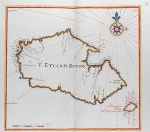 Karta över ön Bouro, Indonesien. av Dutch School
