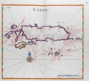 Karta över ön Ceram (Seram), Indonesien. av Dutch School