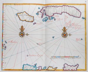 Karta som visar Bouro och Ceram (Seram), Indonesien. av Dutch School