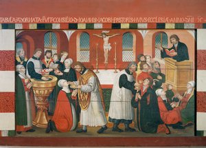 Martin Luther predikar, detalj från Torslundekyrkans altartavla