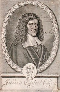 Porträtt av John Playford (1623-86) graverad av Frederick Hendrick van Hove (ca 1628-98) (gravyr) av Dutch School