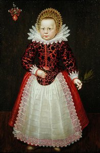 Porträtt av ett barn (olja på panel) av Dutch School