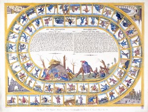Kosackspelet med illustrationer av olika typer av ryska soldater, ca 1815-16 av Dutch School