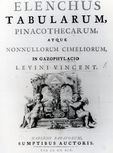 Titelsida för lista över tabeller av Levine Vincent, publicerad 1719