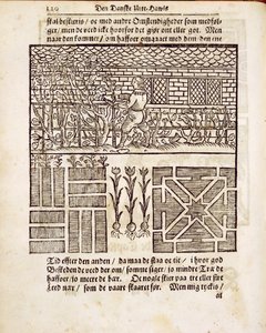 Träning och plantering i trädgården, från The Dutch Gardener, av Johann van der Groen, publicerad 1699 av Dutch School