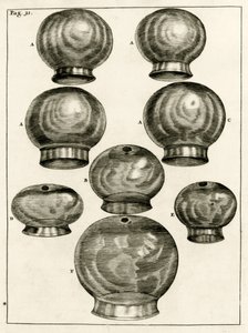 Olika koppningsglas, från The Practice of Medicine av Frederik Dekkers, 1694 av Dutch School