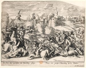 Enniskillen-garnisonens seger över irländarna 1689, ca 1691 av Dutch School