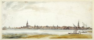 Utsikt över Emmerich, sent 1600-tal (penna & brunt bläck med akvarell på papper) av Dutch School