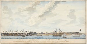 Utsikt över staden Paramaribo och Fort Zeelandia, 1772 av Dutch School