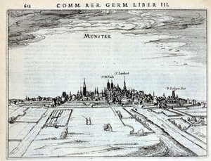 Utsikt över staden Munster, från Rerum Germanicarum, av P. Bertin, Amsterdam 1616 av Dutch School