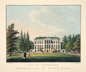 Vue de Broekhuisen. Huset framifrån. Fasad du Chateau av Dutch School