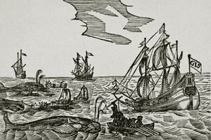 Valfångstskepp, från Jacob Segersz van der Brugges "Journael" av Dutch School