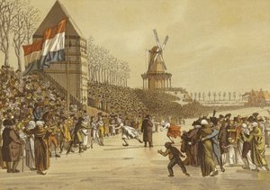 Skridskolopp för kvinnor, Leeuwarden, Nederländerna, 1805 av Dutch School
