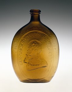 Figurerad kolv, ca. 1847 (icke-bly glas) av Dyottville Glass Works