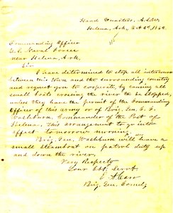 Letter from E. A. Carr, Helena, Arkansas, to the commanding officer of U. S. Naval forces near Helena, Arkansas, October 2, 1862 av E.A. Carr