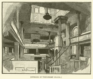Interiör av West-Street Chapel (gravyr) av E.H. Fitchew