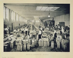 Förpackningsväskor för frakt, från La France Vinicole, publicerad av Moet & Chandon, Epernay (photolitho)