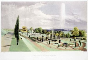 Lower Terrace Garden, Worsley Hall, pub. av Thomas McLean (litho) av E. Adveno Brooke