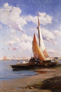 Fiske hantverk med Rivere degli Schiavoni, Venedig, bortom,