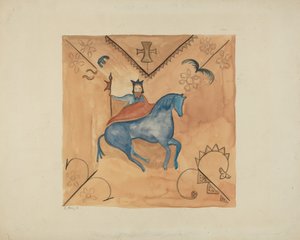 St. George målad på hjortskinn, 19351942.