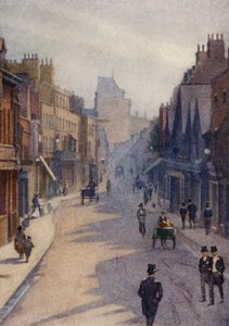 Eton: Eton Street, "After Twelve" på en halvsemester (färg litho)