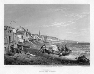 Cogoleto, födelseplatsen för Columbus, Italien, 1828.