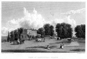 Utsikt över Hampstead Heath, London, 1800-talet.