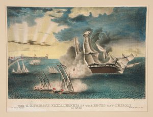 U.S. Fregate Philadelphia on the rocks off Tripoli (från U.S. Military Magazine Army and Navy, Vol. II) av E. J. Pinkerton