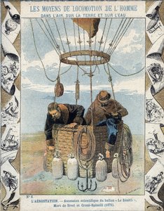 Journalisten Joseph Eustache Croce Spinelli (1845-1875), sjöofficeren Henri Theodore Sivel (1834-1875) och den franske författaren och vetenskapsmannen Gaston Tissandier (1843-1899) ses i korgen med ballongen Zenith efter att ha förlorat medvetandet på gru