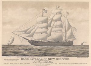 Bark Catalpa från New Bedford, polisbåt, skeppsbåt och det brittiska fartyget Georgette av E. N. Russell